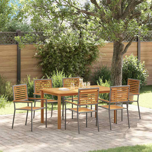 vidaXL Garden Dining Set 7 pcs Grey Solid Acacia Wood