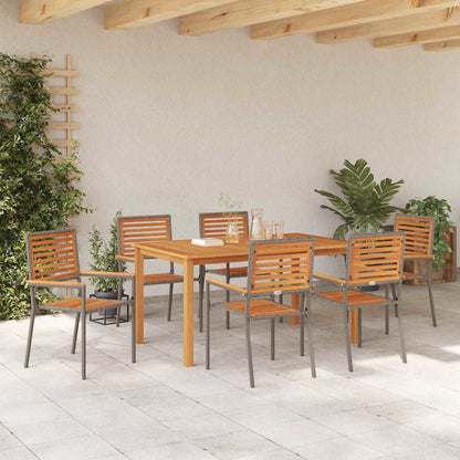 vidaXL Garden Dining Set 7 pcs Grey Solid Acacia Wood