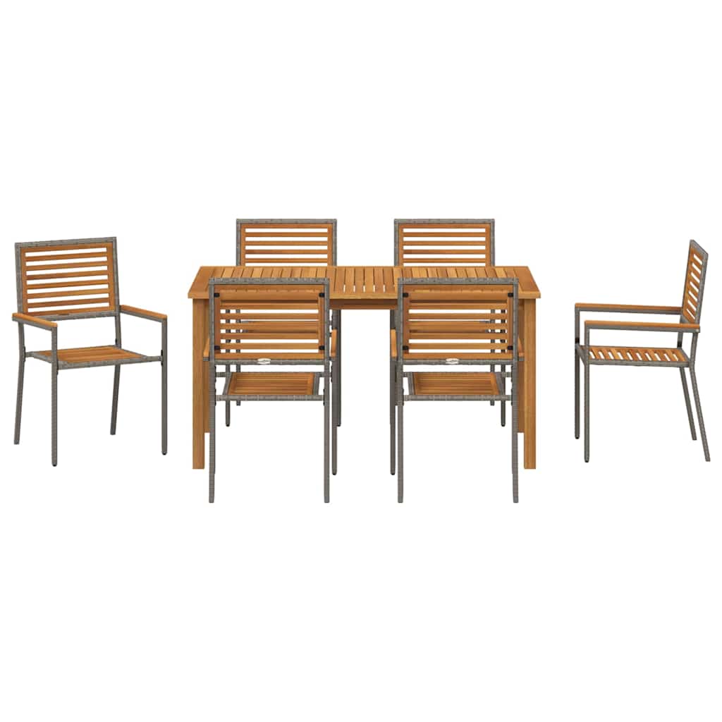 vidaXL Garden Dining Set 7 pcs Grey Solid Acacia Wood
