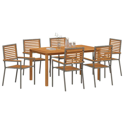 vidaXL Garden Dining Set 7 pcs Grey Solid Acacia Wood