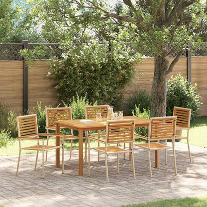 vidaXL Garden Dining Set 7 pcs Beige Solid Acacia Wood