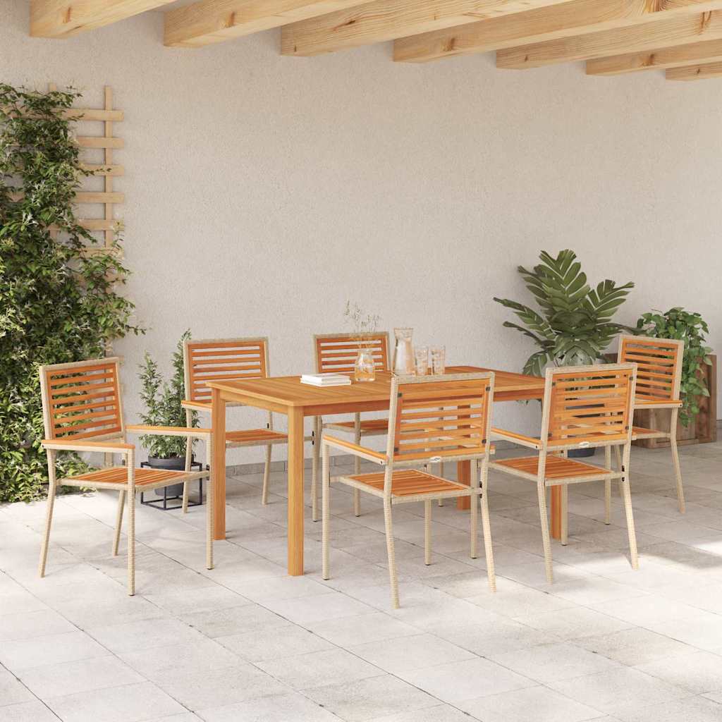vidaXL Garden Dining Set 7 pcs Beige Solid Acacia Wood
