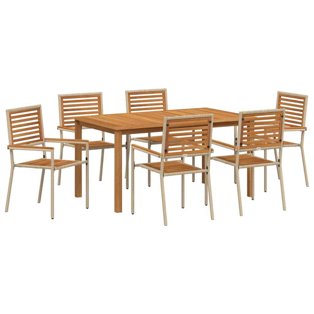 vidaXL Garden Dining Set 7 pcs Beige Solid Acacia Wood