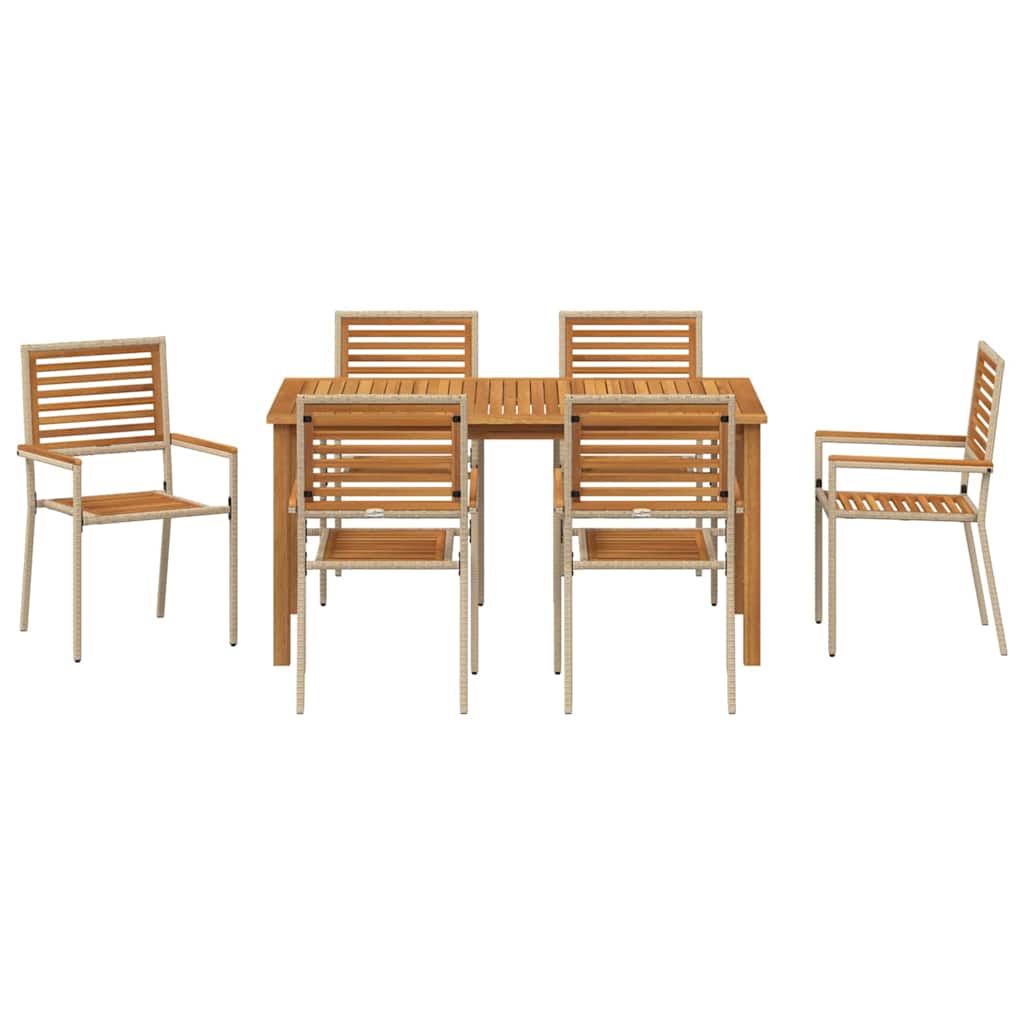 vidaXL Garden Dining Set 7 pcs Beige Solid Acacia Wood
