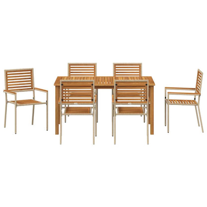 vidaXL Garden Dining Set 7 pcs Beige Solid Acacia Wood