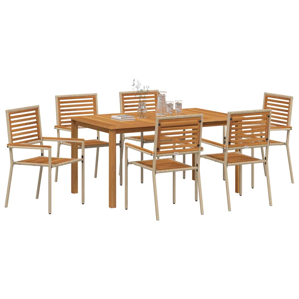 vidaXL Garden Dining Set 7 pcs Beige Solid Acacia Wood