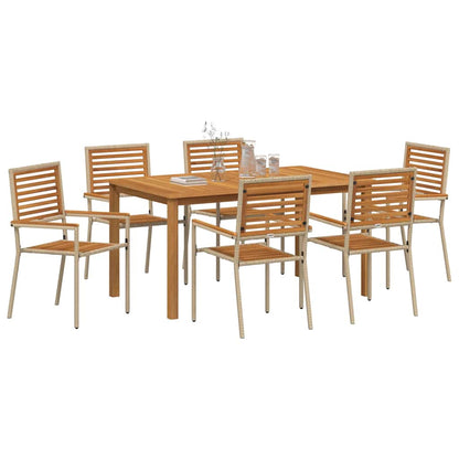 vidaXL Garden Dining Set 7 pcs Beige Solid Acacia Wood