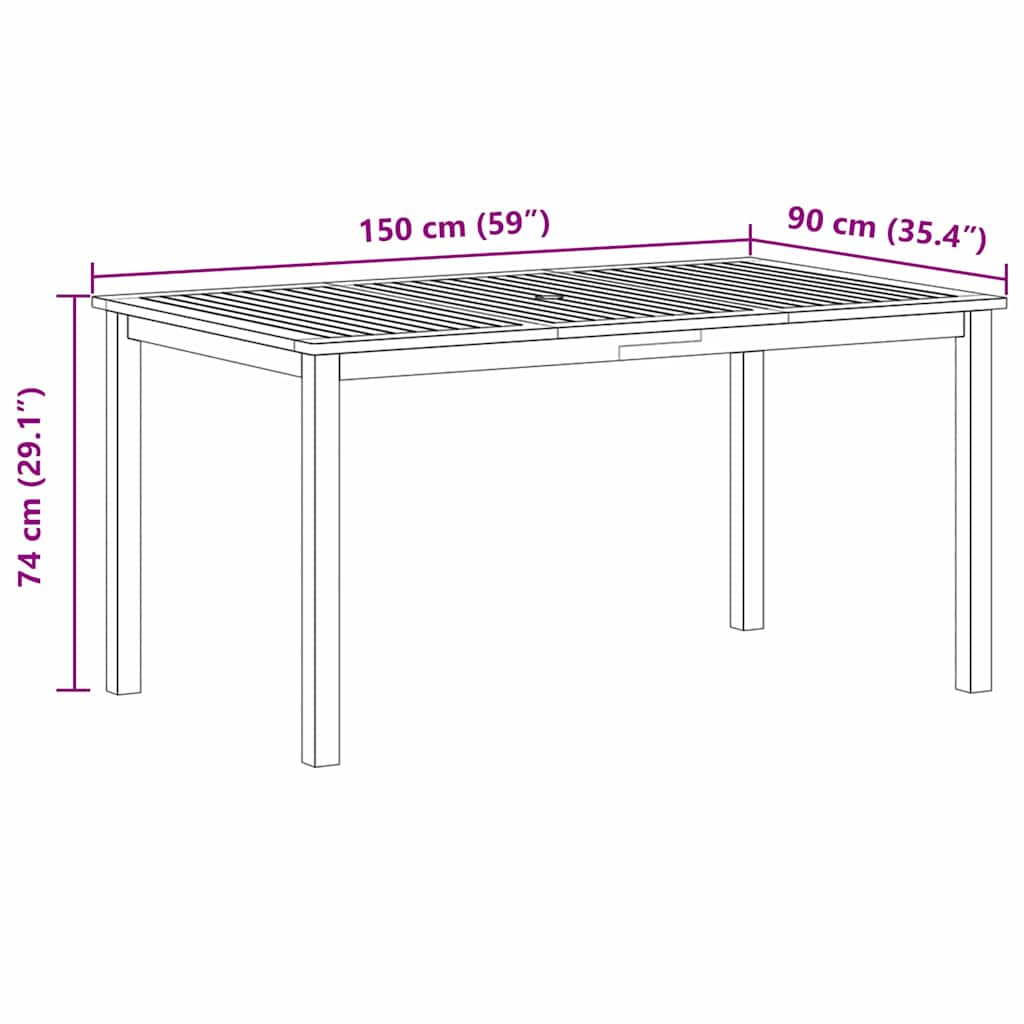vidaXL Garden Dining Set 7 pcs Beige Solid Acacia Wood