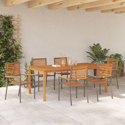 vidaXL Garden Dining Set 7 pcs Grey Solid Acacia Wood