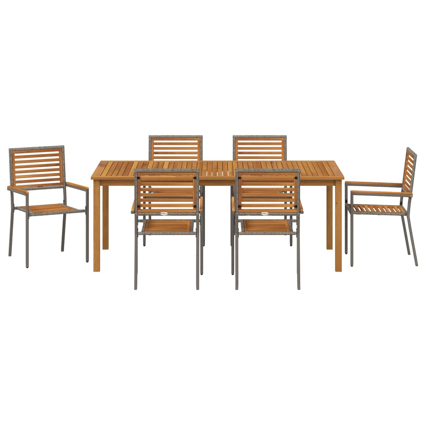 vidaXL Garden Dining Set 7 pcs Grey Solid Acacia Wood