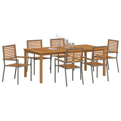 vidaXL Garden Dining Set 7 pcs Grey Solid Acacia Wood
