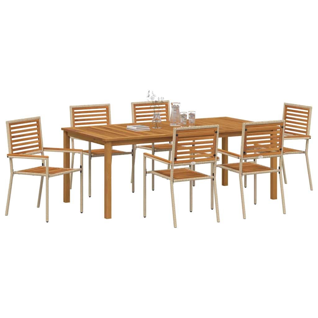 vidaXL Garden Dining Set 7 pcs Beige Solid Acacia Wood