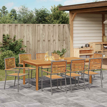 vidaXL Garden Dining Set 9 pcs Grey Solid Acacia Wood