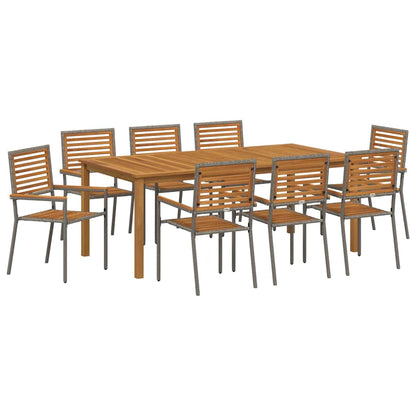 vidaXL Garden Dining Set 9 pcs Grey Solid Acacia Wood