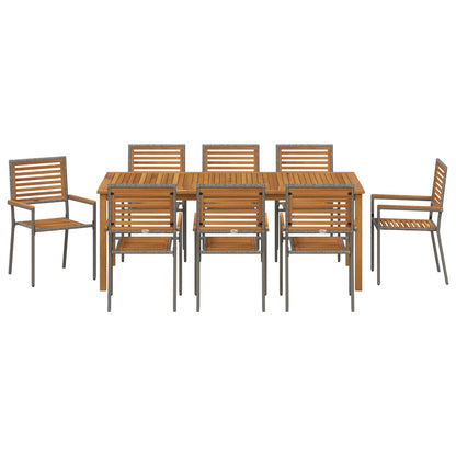 vidaXL Garden Dining Set 9 pcs Grey Solid Acacia Wood