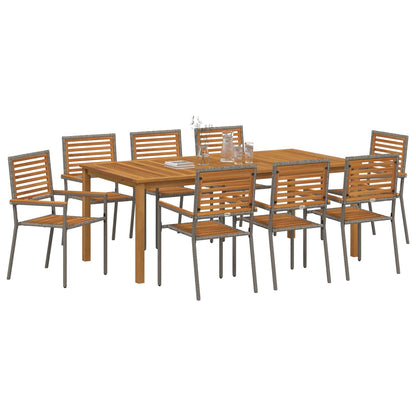 vidaXL Garden Dining Set 9 pcs Grey Solid Acacia Wood