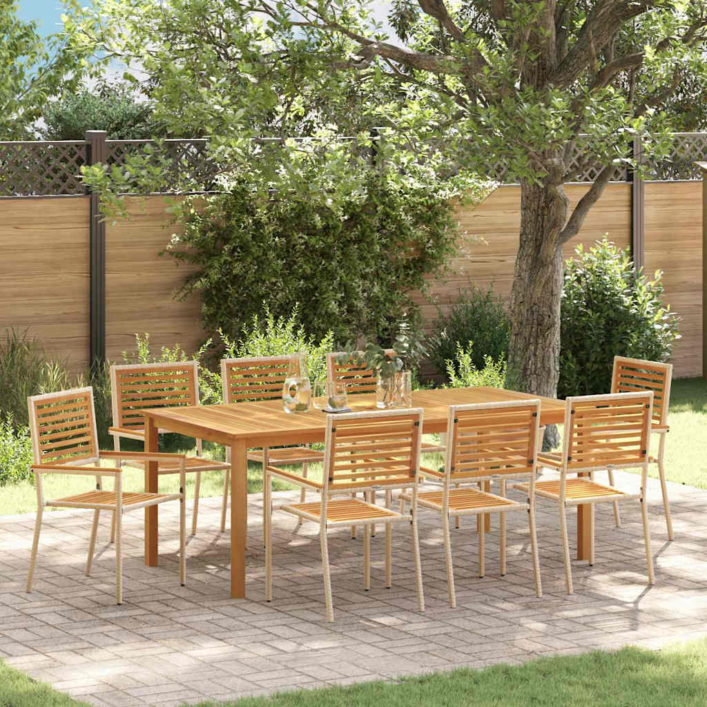 vidaXL Garden Dining Set 9 pcs Beige Solid Acacia Wood