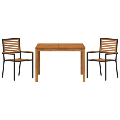 vidaXL Garden Dining Set 3 pcs Black Solid Acacia Wood