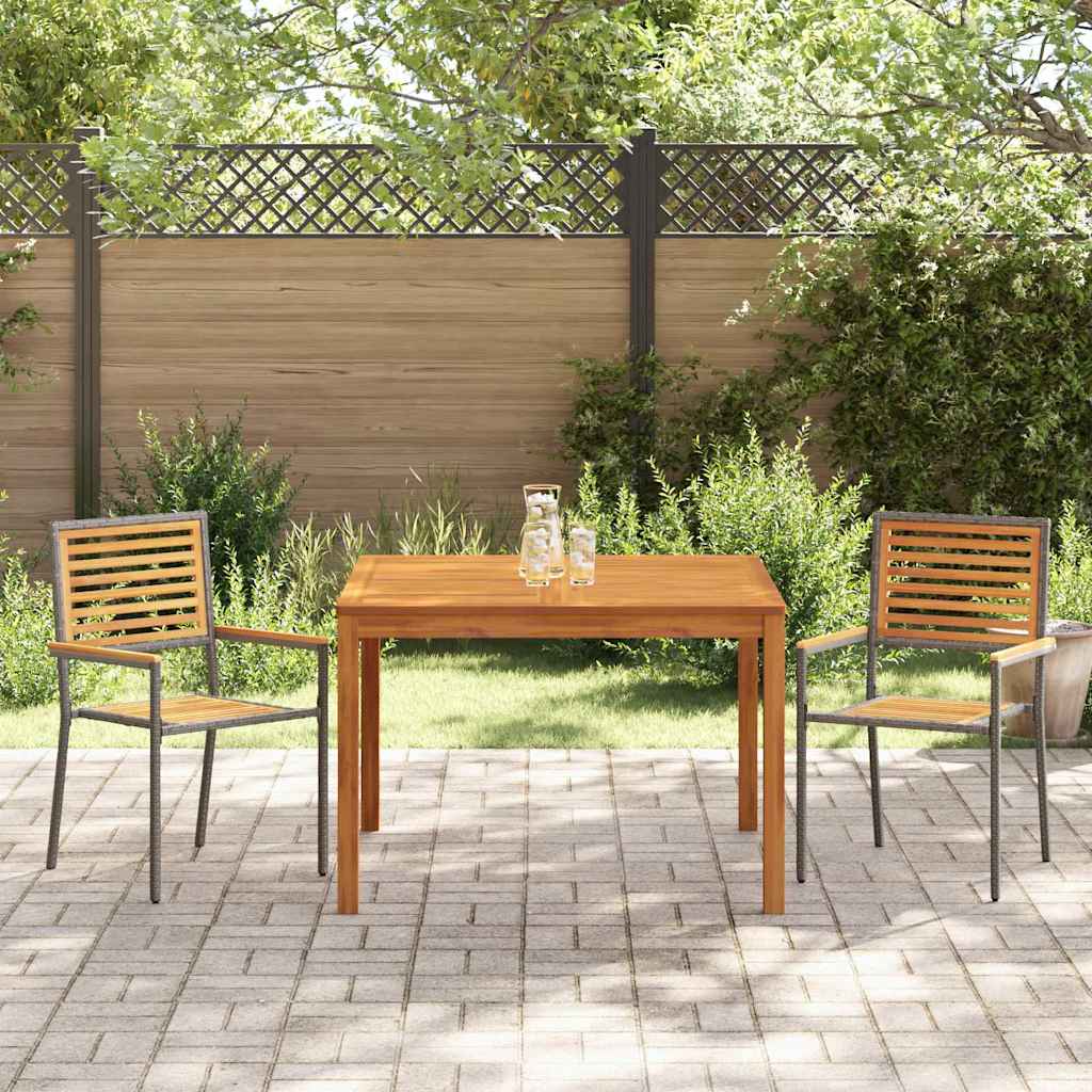 vidaXL Garden Dining Set 3 pcs Grey Solid Acacia Wood