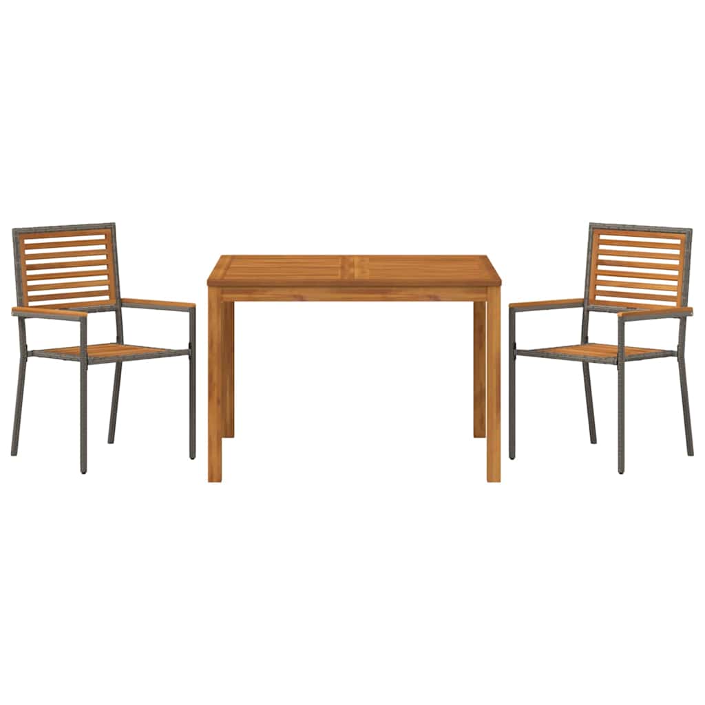 vidaXL Garden Dining Set 3 pcs Grey Solid Acacia Wood