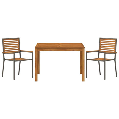 vidaXL Garden Dining Set 3 pcs Grey Solid Acacia Wood