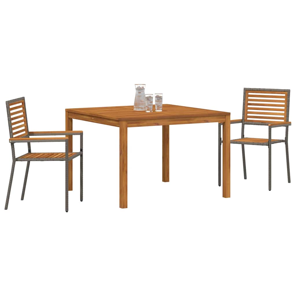 vidaXL Garden Dining Set 3 pcs Grey Solid Acacia Wood