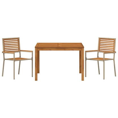 vidaXL Garden Dining Set 3 pcs Beige Solid Acacia Wood