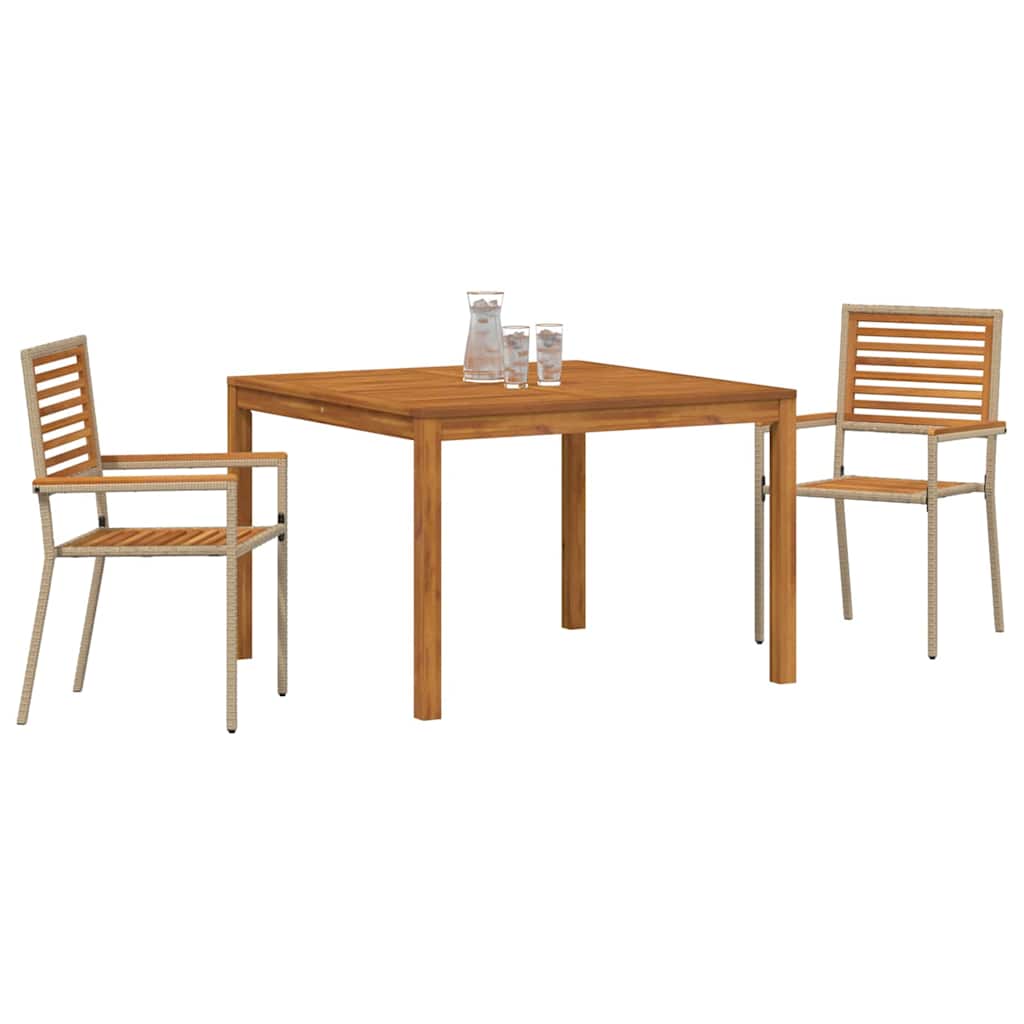 vidaXL Garden Dining Set 3 pcs Beige Solid Acacia Wood