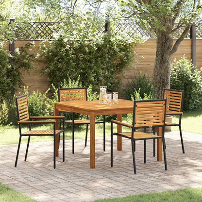 vidaXL Garden Dining Set 5 pcs Black Solid Acacia Wood