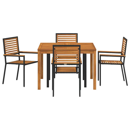 vidaXL Garden Dining Set 5 pcs Black Solid Acacia Wood
