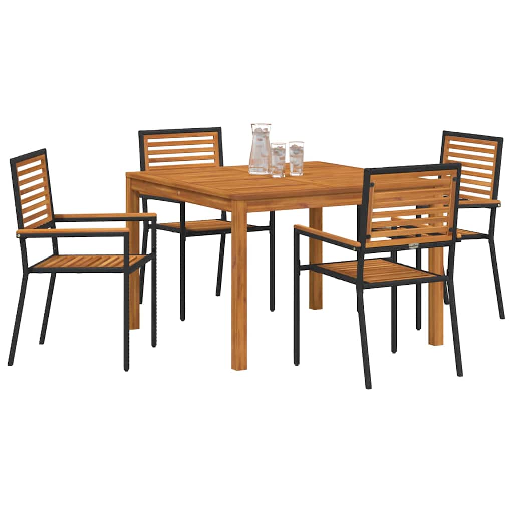 vidaXL Garden Dining Set 5 pcs Black Solid Acacia Wood