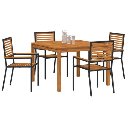 vidaXL Garden Dining Set 5 pcs Black Solid Acacia Wood