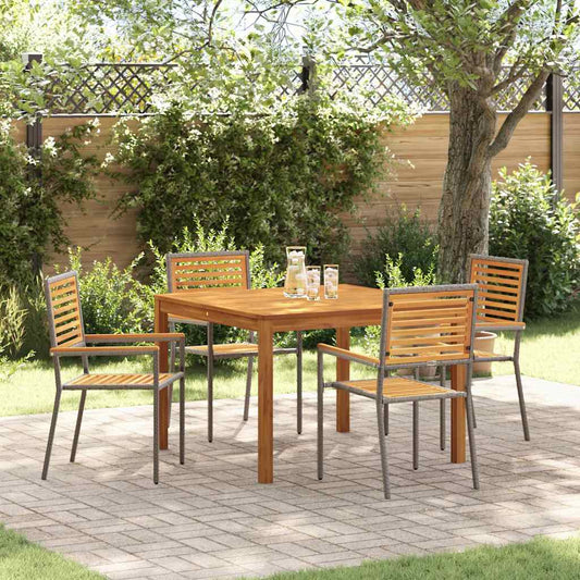 vidaXL Garden Dining Set 5 pcs Grey Solid Acacia Wood