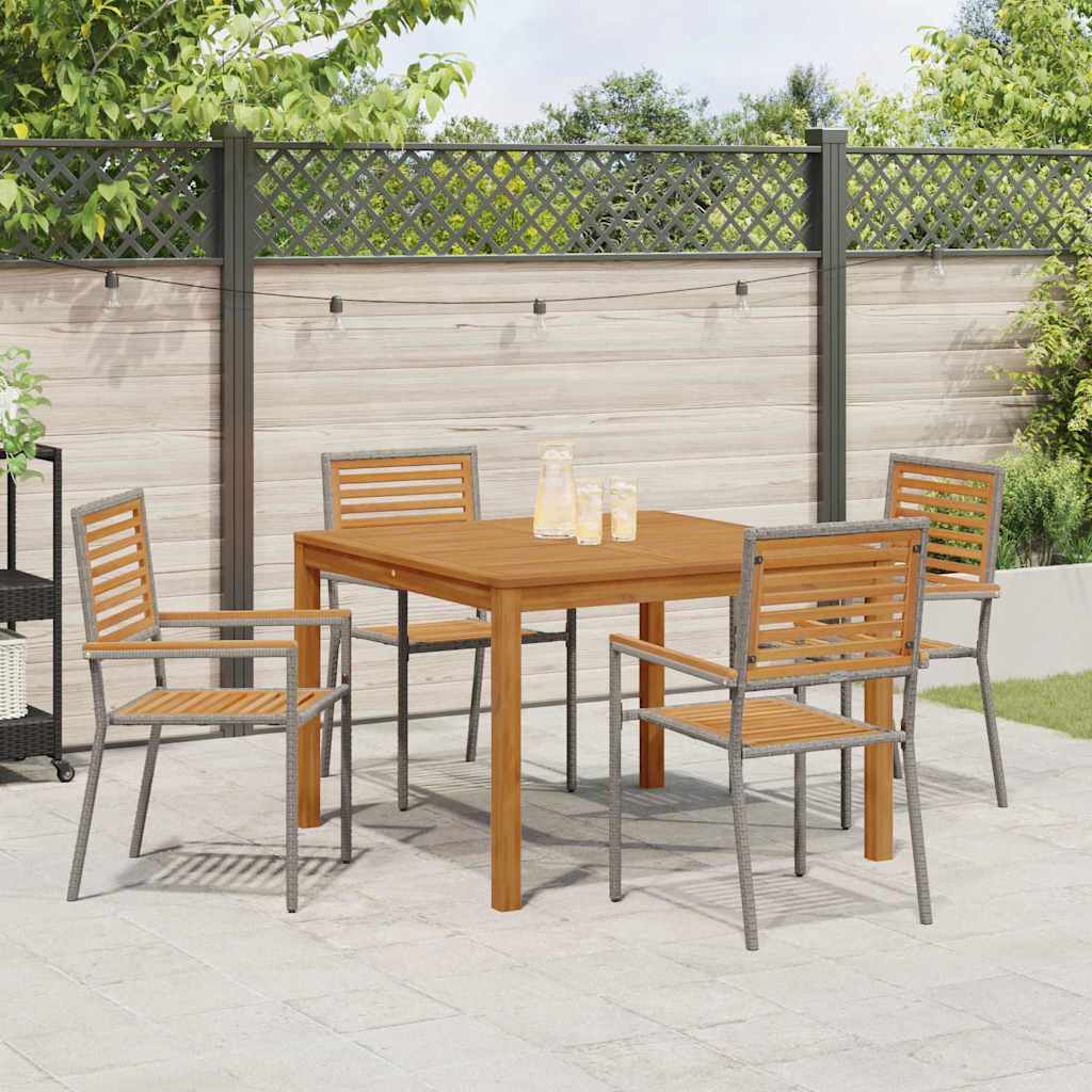 vidaXL Garden Dining Set 5 pcs Grey Solid Acacia Wood