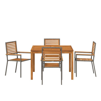 vidaXL Garden Dining Set 5 pcs Grey Solid Acacia Wood
