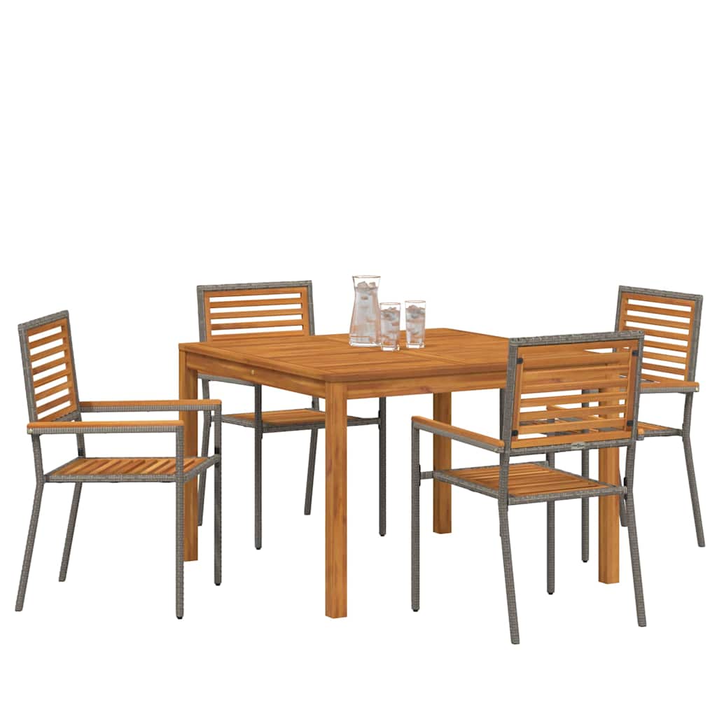 vidaXL Garden Dining Set 5 pcs Grey Solid Acacia Wood