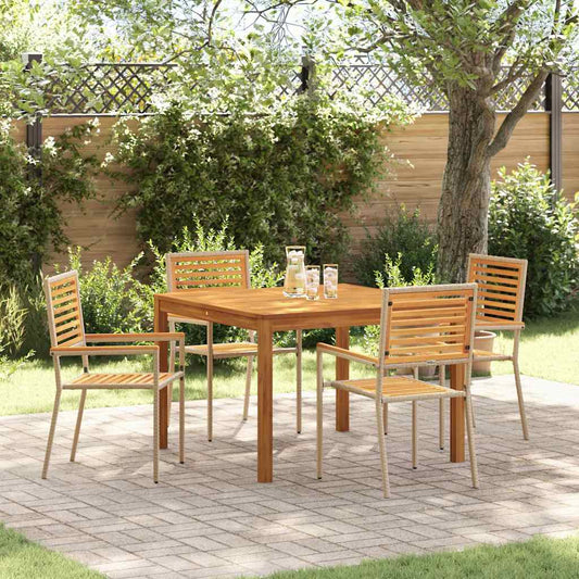 vidaXL Garden Dining Set 5 pcs Beige Solid Acacia Wood