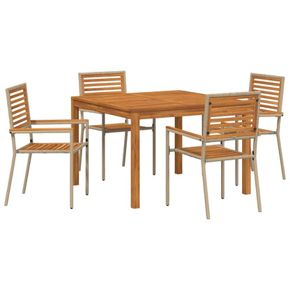 vidaXL Garden Dining Set 5 pcs Beige Solid Acacia Wood