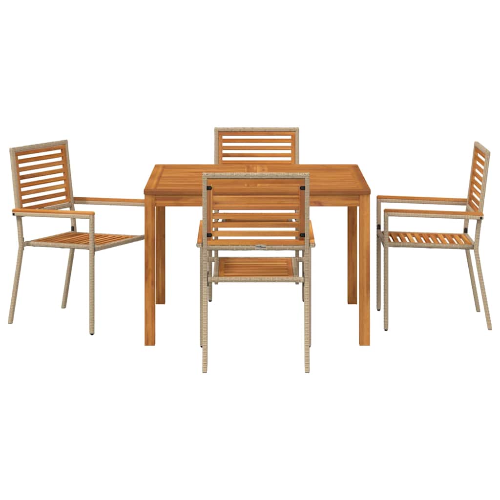 vidaXL Garden Dining Set 5 pcs Beige Solid Acacia Wood