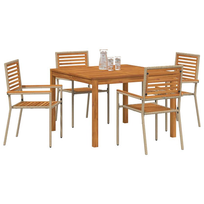 vidaXL Garden Dining Set 5 pcs Beige Solid Acacia Wood