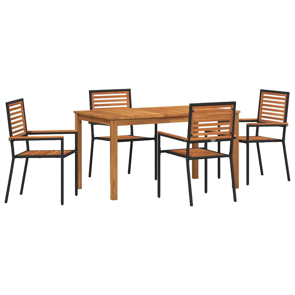 vidaXL Garden Dining Set 5 pcs Black Solid Acacia Wood