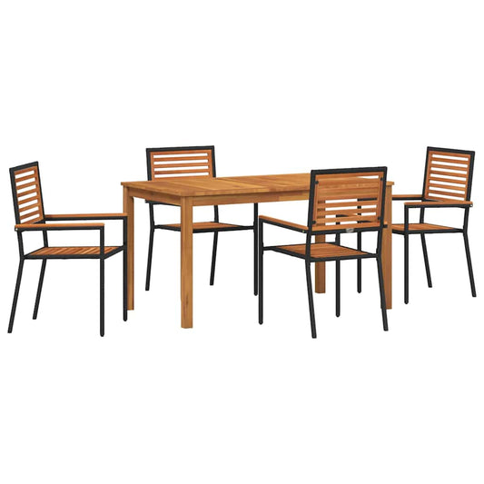vidaXL Garden Dining Set 5 pcs Black Solid Acacia Wood