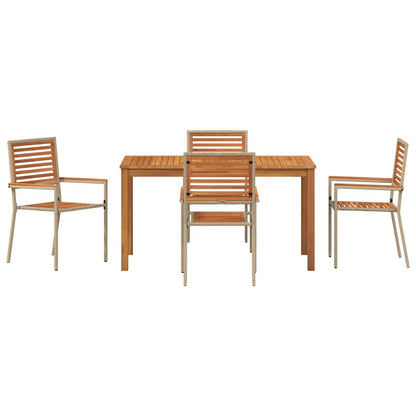 vidaXL Garden Dining Set 5 pcs Beige Solid Acacia Wood