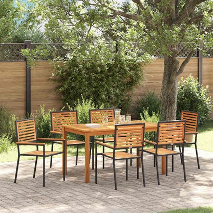 vidaXL Garden Dining Set 7 pcs Black Solid Acacia Wood