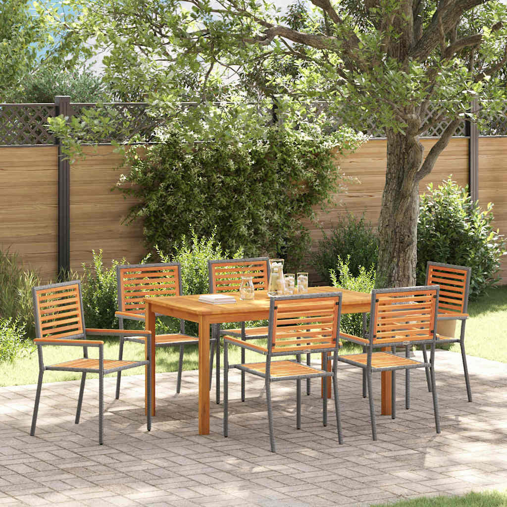 vidaXL Garden Dining Set 7 pcs Grey Solid Acacia Wood