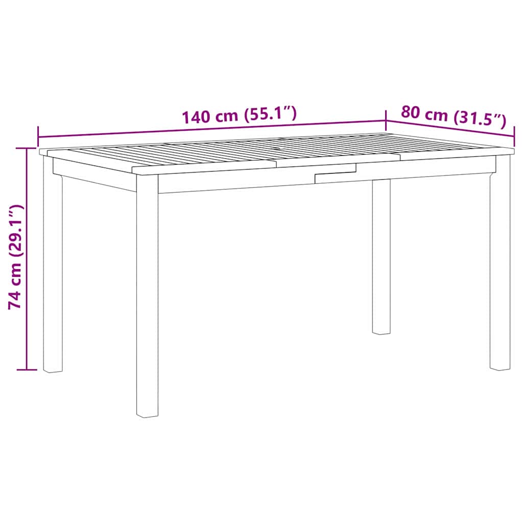vidaXL Garden Dining Set 7 pcs Grey Solid Acacia Wood