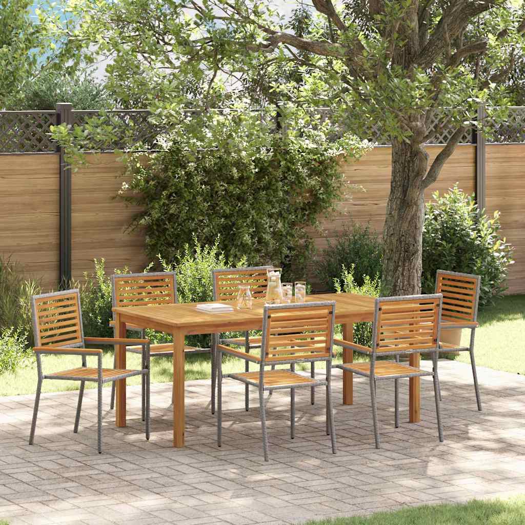 vidaXL Garden Dining Set 7 pcs Grey Solid Acacia Wood