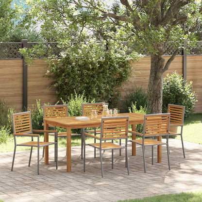 vidaXL Garden Dining Set 7 pcs Grey Solid Acacia Wood