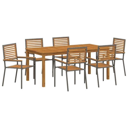 vidaXL Garden Dining Set 7 pcs Grey Solid Acacia Wood