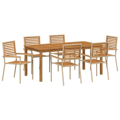 vidaXL Garden Dining Set 7 pcs Beige Solid Acacia Wood